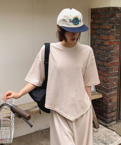 Tess Asymmetrical T-shirt (New Summer Asymmetrical Short Sleeve Tee Daily Stretch)