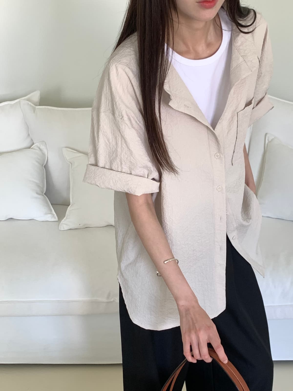 Long Air Sheer Shirt - 이미지 4