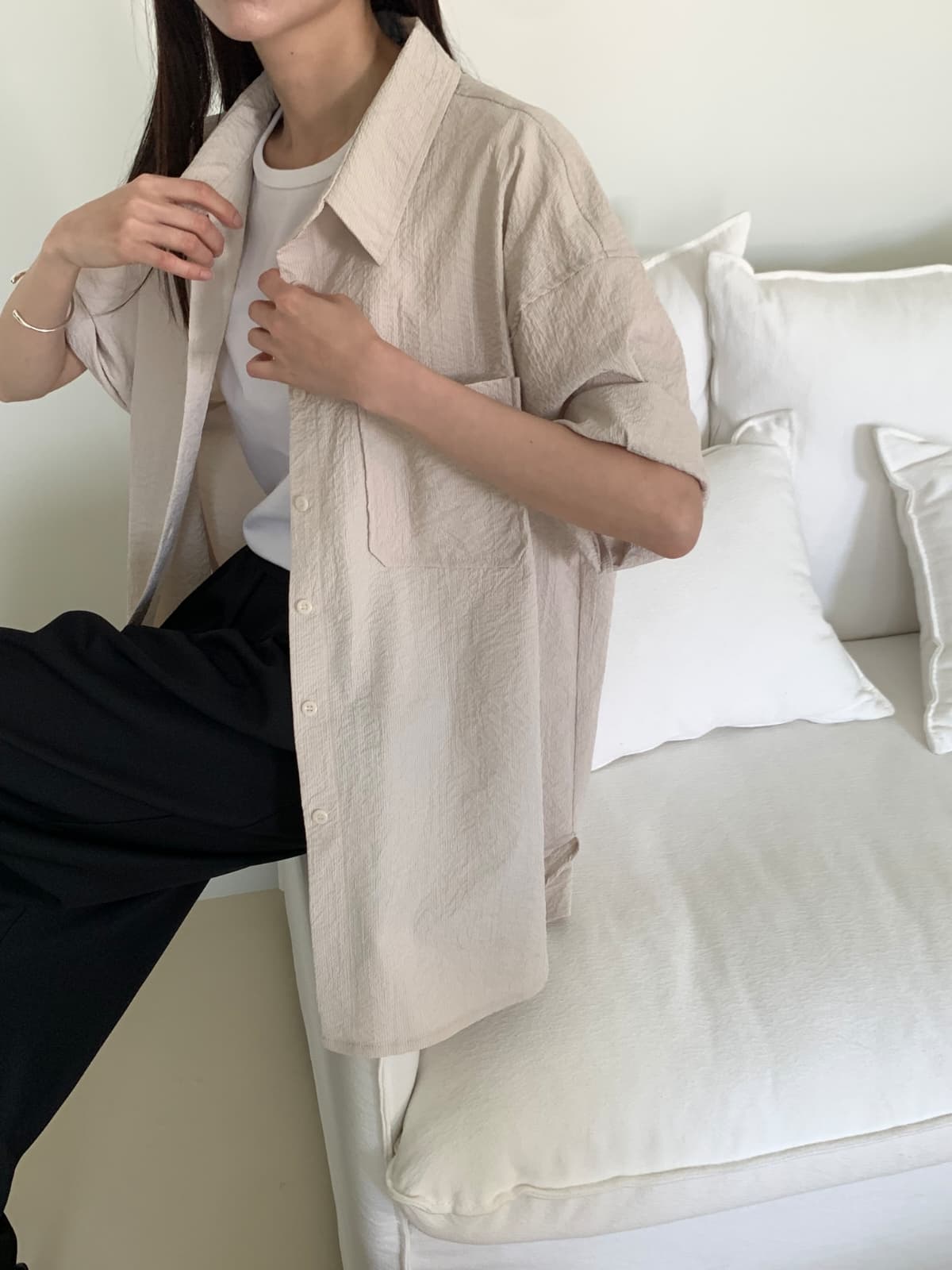 Long Air Sheer Shirt - 이미지 8