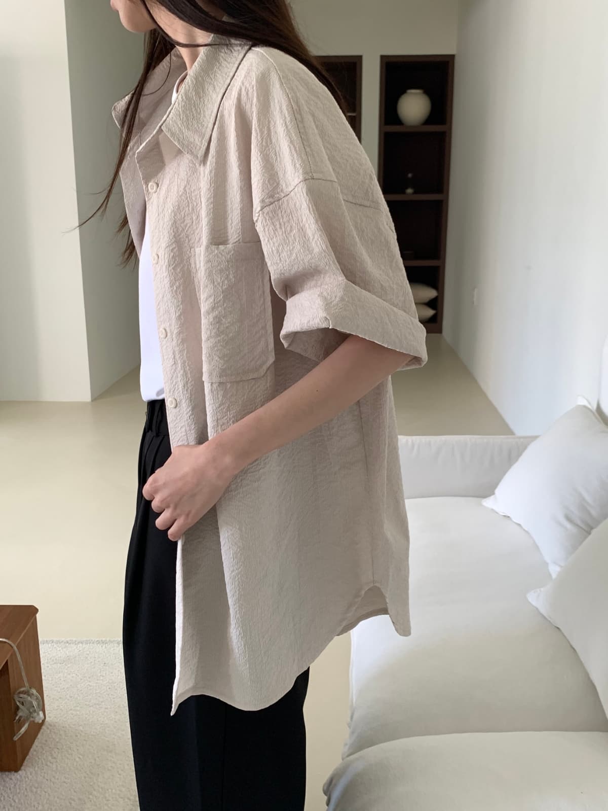 Long Air Sheer Shirt - 이미지 2